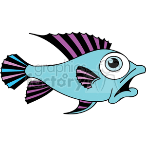 funny blue pink teal and black fish clipart. Commercial use image # 377407