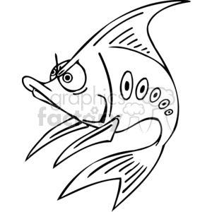 funny cartoon fish black+white mad angry