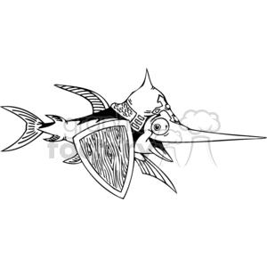 fish black+white armor swordfish 