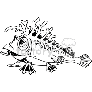 funny fish with coral on to camouflage itself clipart. Commercial use image # 377497
