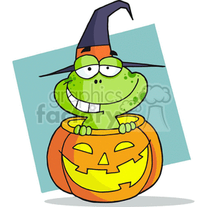 Halloween Toad in a Jack O Lantern clipart. Royalty-free image # 377741