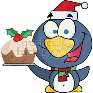 peguin holds a cake clipart. Commercial use image # 377859