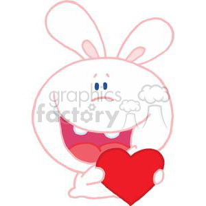 A Romantic White Rabbit Holds Heart In Hands clipart. Commercial use image # 378096