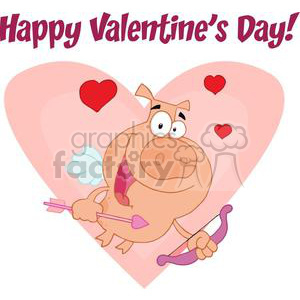 A Happy Valentines Day Pig Dressed Up As Cupid clipart. Royalty-free image # 378211