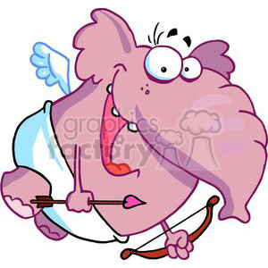 A Pink Elephant as Cupid clipart.