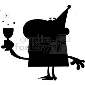 Silhouette Man Celebrating with Glass of Champagne clipart. Royalty-free image # 378291