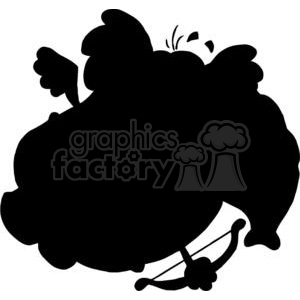 Cartoon Silhouette Elephant as Cupid clipart.