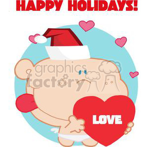 Romantic Cupid with Heart and Text Happy Holidays! clipart. Commercial use image # 378406