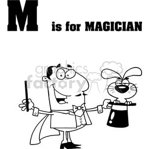 Magician in black and white clipart. Royalty-free image # 378441