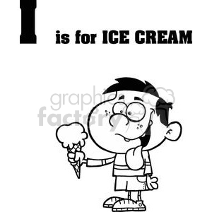 A little Boy eating Ice Cream  clipart. Commercial use image # 378476