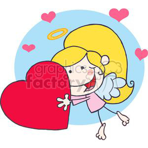 Royalty-Free RF Clipart Illustration Cartoon funny cute cupid love angel fantasy stick figure people heart hearts Valentines Day