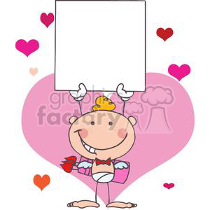Stick Baby Cupid Wearing A Red Bow Tie With Banner Clipart