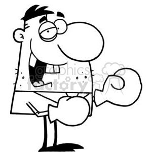 clipart - African American Businessman with Black Eye Wears Boxing Gloves.