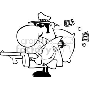 Gangster with his Gun and Bag of Money clipart. Royalty-free image # 378898