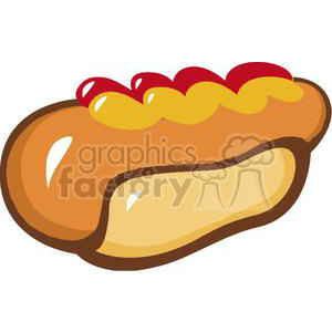 vector cartoon funny food fast hot+dog lunch bun