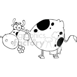 Cartoon Character Cow Different Color BW
