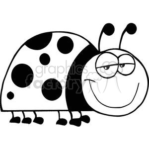 Black and White Happy Ladybug clipart.