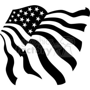clipart - Black and white stars and stripes USA flag.