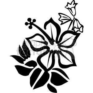 vinyl-ready vector black white flower flowers floral nature organic design designs elements hibiscus