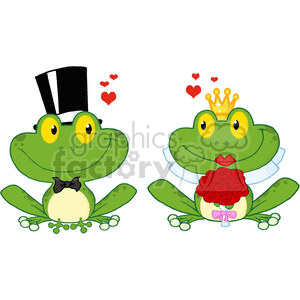 Cartoon-Bride-and-Groom-Frogs-Characters clipart. Royalty-free image # 381825