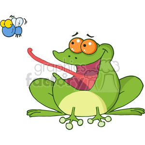 Cartoon Frog Catching Fly