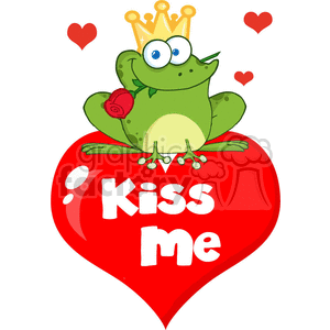 Cartoon-Frog-Prince-Kiss-Me-with-Rose clipart. Commercial use image # 381875