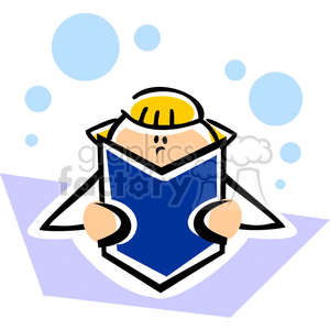 Cartoon student reading a book clipart. Commercial use image # 382469
