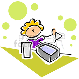 Cartoon student in class working on a project clipart. Royalty-free image # 382557