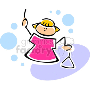 clipart - Cartoon whimsical girl with a chemistry beaker .