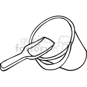 Black and white outline of a pale and shovel clipart. Commercial use image # 382608