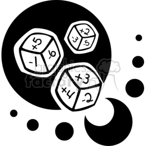Black and white math game dice  clipart. Commercial use image # 382661