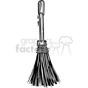 clipart - black white broom.