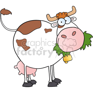 cartoon cow eating