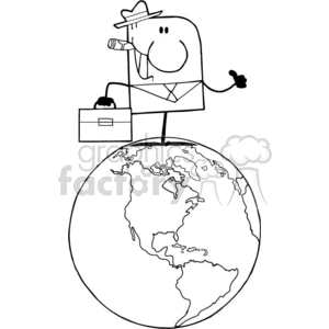 black and white outline of a man standing on earth clipart. Royalty-free image # 383342