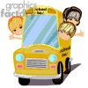 animated cartoon school bus riding children kids boy girl back to