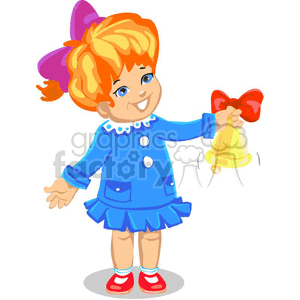 small girl holding a bell clipart. Commercial use image # 383486