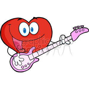 102560-Cartoon-Clipart-Romantic-Red-Heart-Man-Playing-A-Guitar-And-Singing clipart. Royalty-free image # 384043
