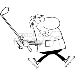 Royalty-Free-RF-Copyright-Safe-Happy-Golfer-Running clipart. Commercial use image # 384436