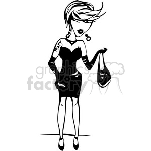 lady wearing her little black dress clipart. Royalty-free image # 384745