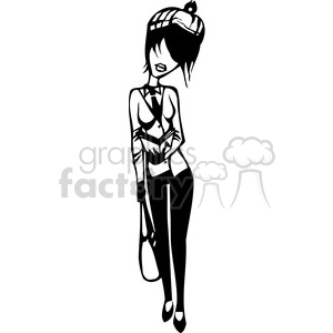 clipart - girl walking while reading a magazine.