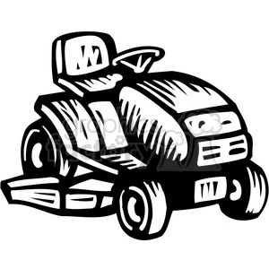 black and white riding lawn mower clipart. Commercial use image # 384908