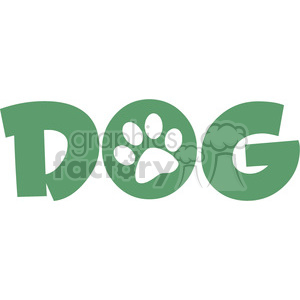 12812 RF Clipart Illustration Dog Green Text With Paw Print clipart. Royalty-free image # 385128