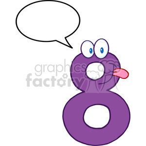 5016-Clipart-Illustration-of-Number-Eight-Cartoon-Mascot-Character-With-Speech-Bubble clipart.