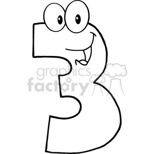 clipart - 4977-Clipart-Illustration-of-Number-Three-Cartoon-Mascot-Character.