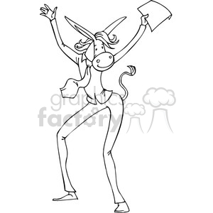 black and white image of a person wearing a donkey mask clipart. Royalty-free image # 385614