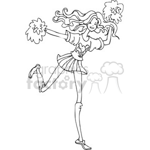 clipart - black and white image of a Republican cheerleader.
