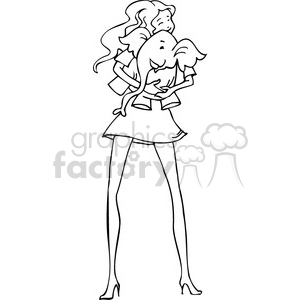 black and white Republican female holding an elephant clipart. Commercial use image # 385629