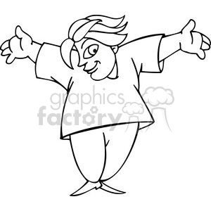 black and white clip art of a man with his arms wide open