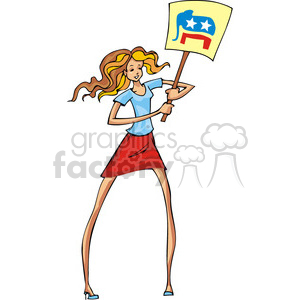 Republican women holding a political sign clipart. Commercial use image # 385646