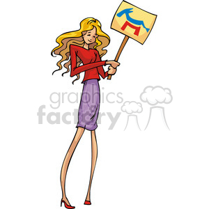 Democrat lady holding a sign clipart. Commercial use image # 385650